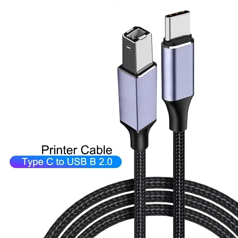 Cable USB tipo C a USB B 2,0 para impresora, Cable de alta velocidad tipo C para impresora HP, Canon, Brother, Epson, Dell, máquina de fax, escáner
