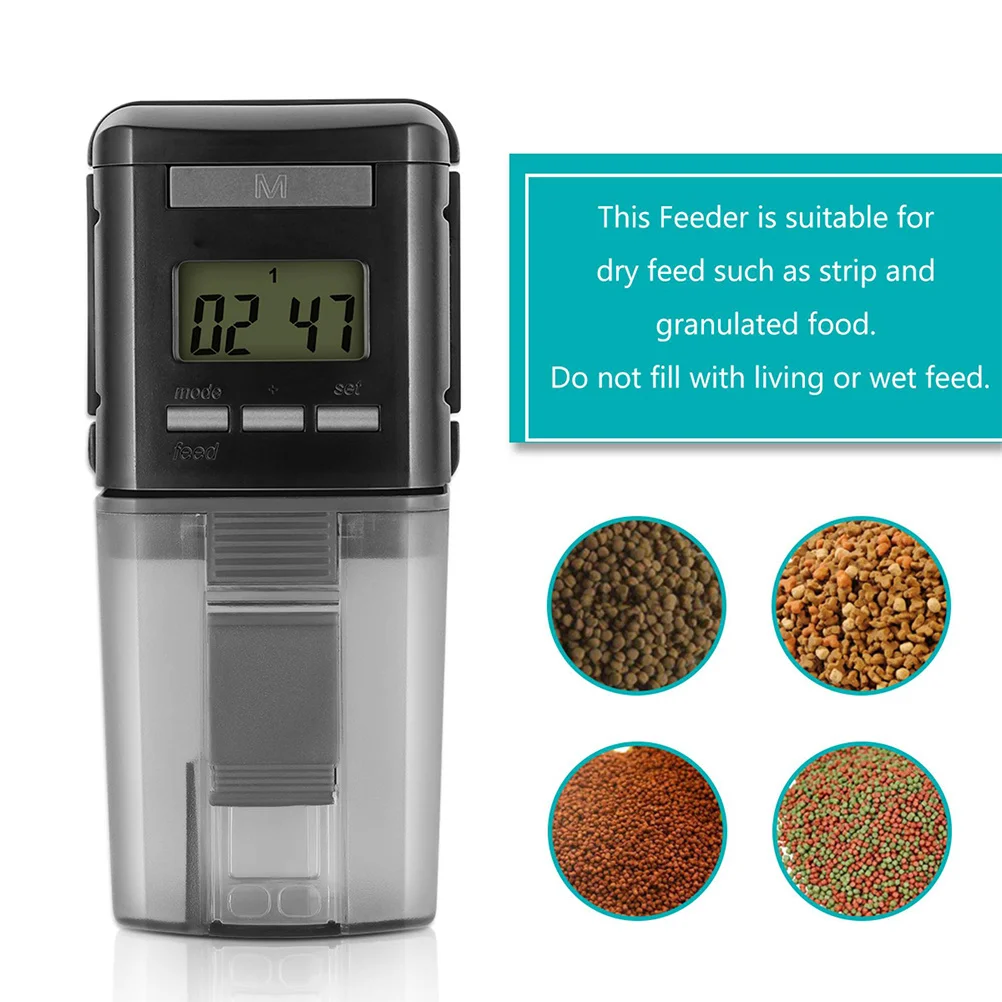 

1Pcs Automatic Fish Food Dispenser for Fish Tank Adjustable Portion Control Easy Refill Slide Design Clean Dry Storage Feeder