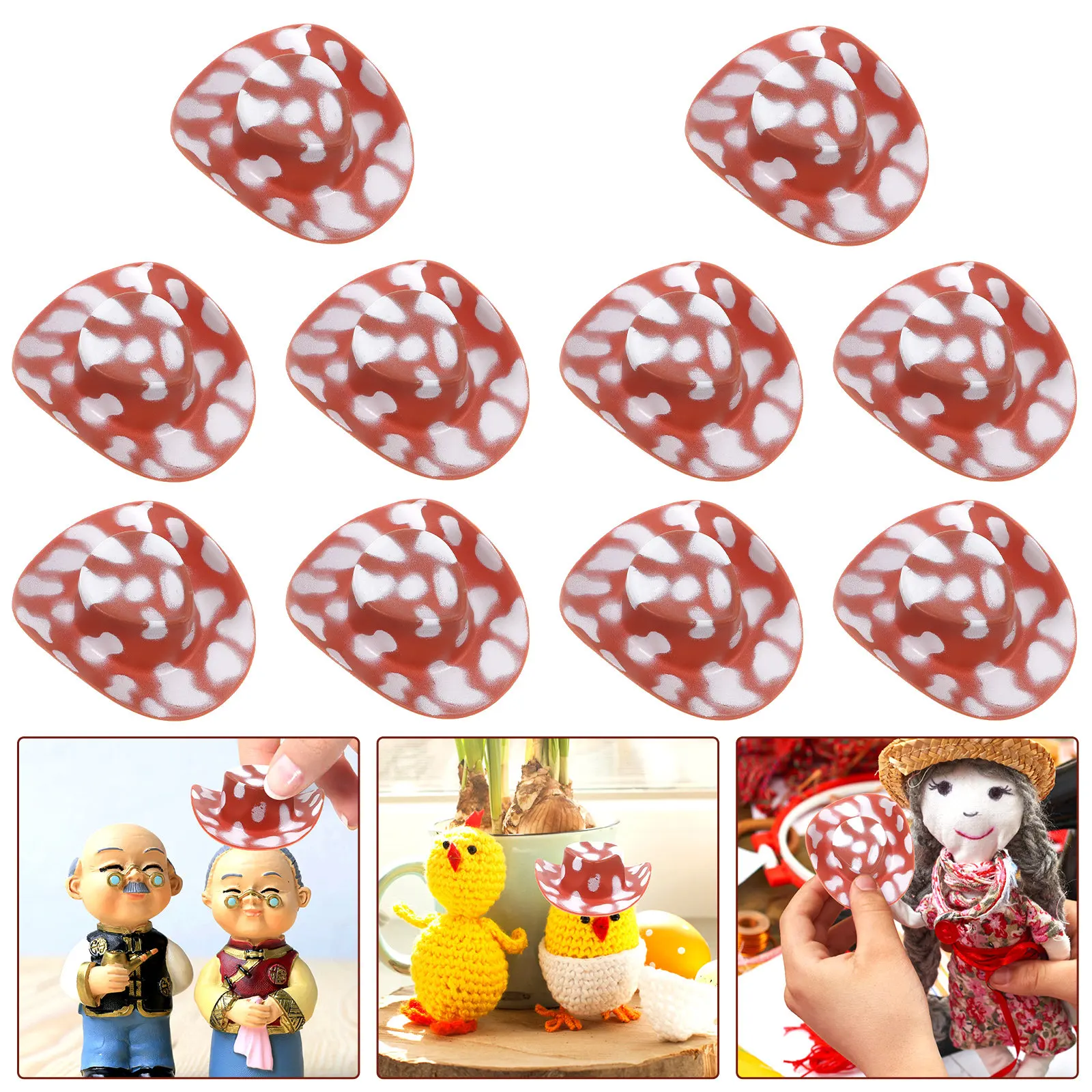 10Pcs Small Cowboy Hats Mini Hat Decorations for Cake Toppers Party Festive Decor Tiny Hat Ornament Craft DIY Decoration Supply