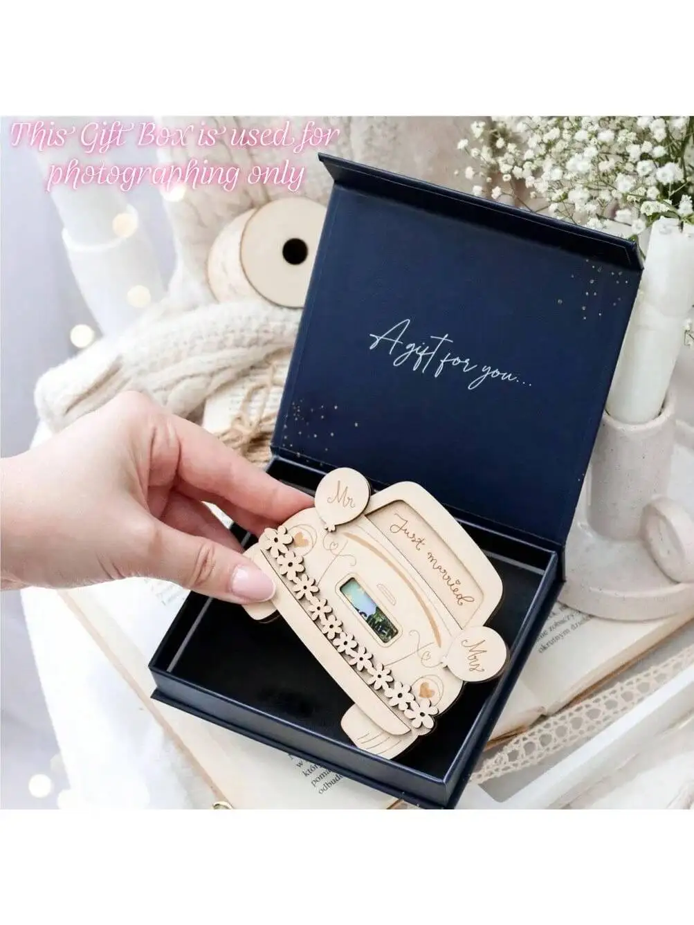 Coffret cadeau de mariage en bois fait à la main, cadeau d'argent pour couple, personnalisé Mr et Mrs, cadeau souvenir rustique