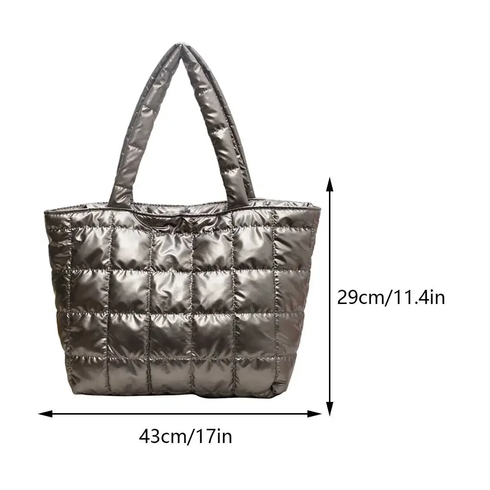 Winter Women Down Messenger Bag Quilted Space Cotton Padded Tote Shoulder Bag Female Large Capacity Fluffy Top-handle Bags