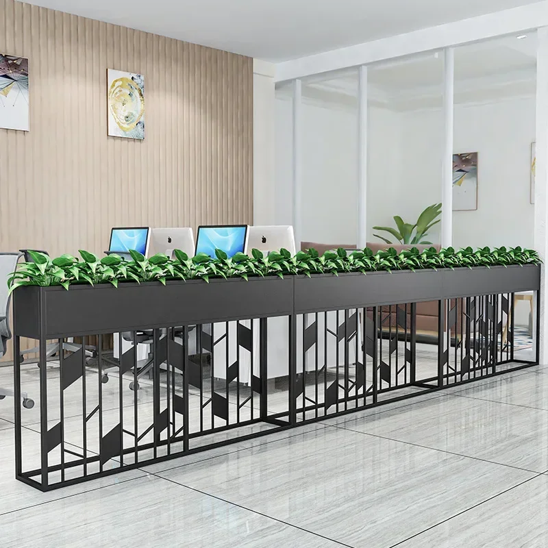 Office partition wrought iron screen simple decoration shelf restaurant industrial style card seat green plant fence wall flower