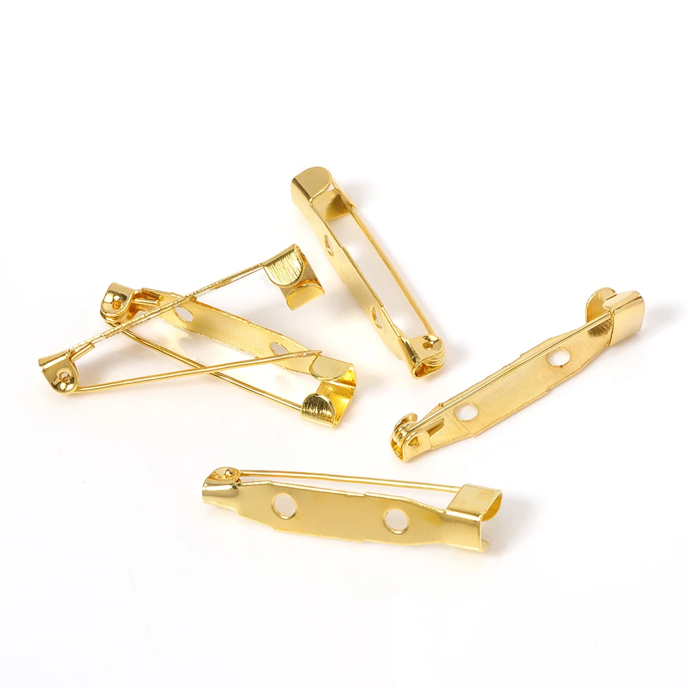 50pcs/lot 20/25/30mm Brooch Pin Blank Base with Hole Metal Iron Brooches Settings Accessories for Jewelry Making Components DIY