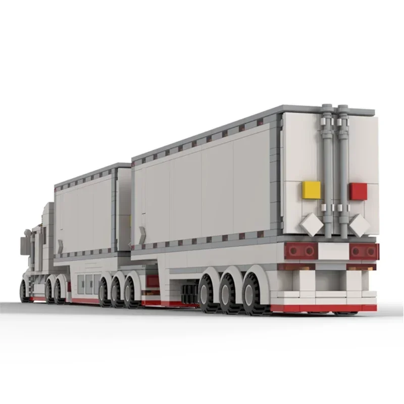 Moc Building Bricks City Truck Model Refrigerated B-Double Car Technology Modular Blocks Gifts Christmas Toys DIY Sets Assembly