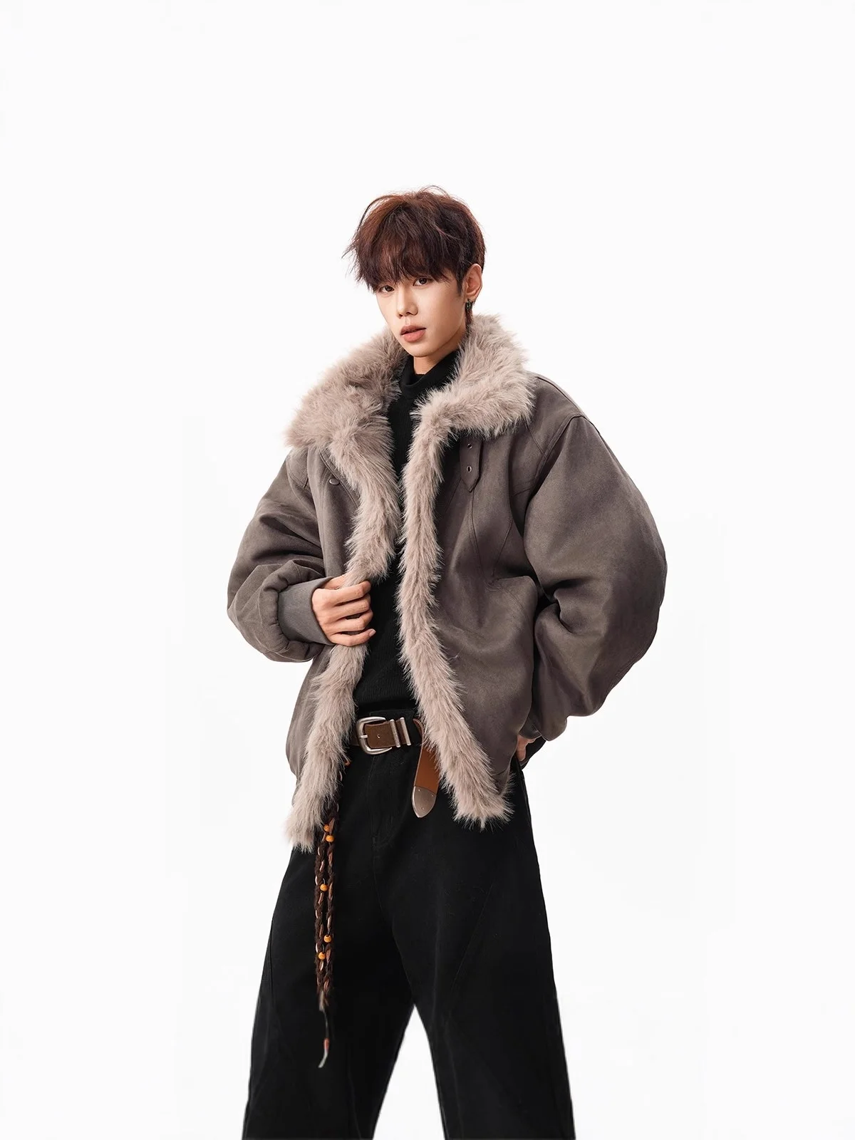 

Fur Collar For Jacket Mens Fashion Stylish Goods Fitted Casual Downtown City Life Entertainment Night Party Autumn Winter Wear