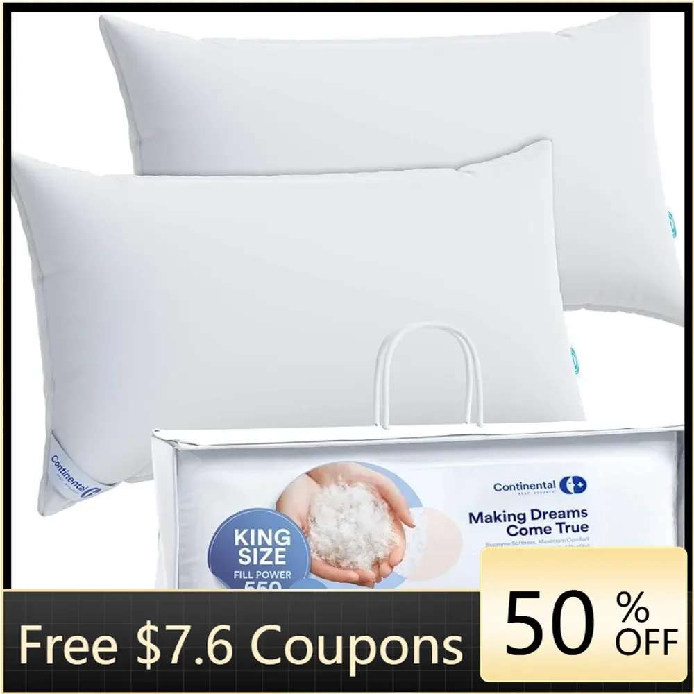 

Medium King Set of 2 100% White Down Pillows 30 Ounce 550FP Hotel Down Pillows Freight Free Pillow Sleeping Home Textile