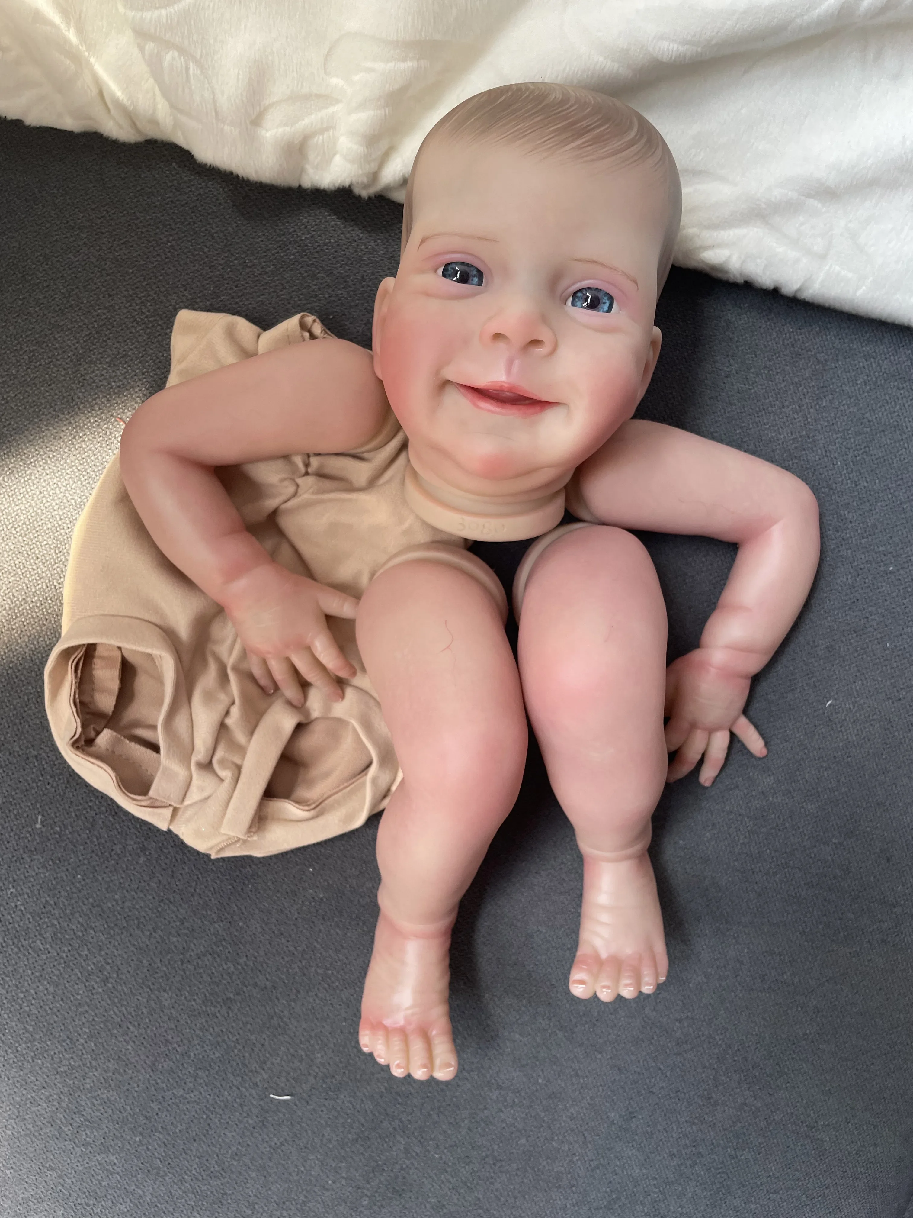 Kit de boneca sebastian reborn, 18 polegadas, realista, múltiplas camadas, pintura, peças de boneca, pele 3d com veias visíveis, cabelo desenhado à mão