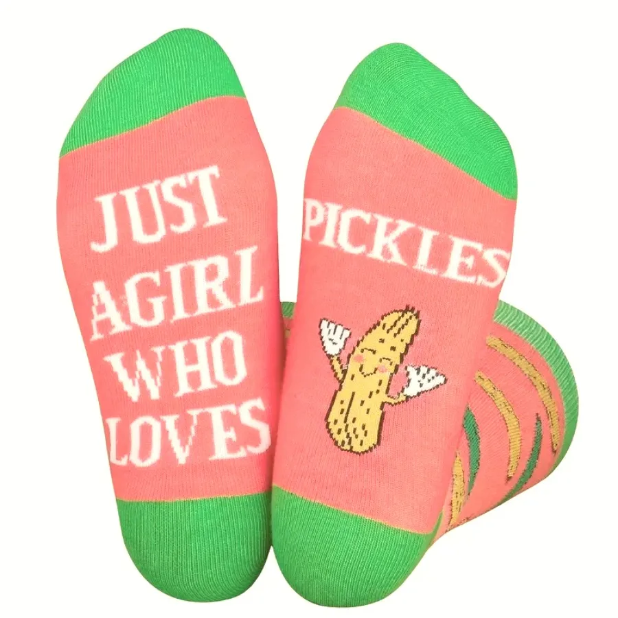 

4 Pairs Funny Pickle Crew Socks, Novelty Humorous Pattern Socks for Unisex Gif