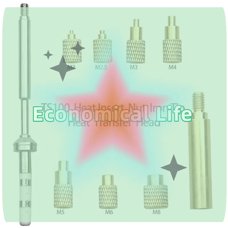 

[MOA]Heat Insert Nut Iron Tip TS100 Soldering Iron Tip Insert Internal Thread Head M2-M8 Brass Hot Melt Insert Nut Insertion Kit