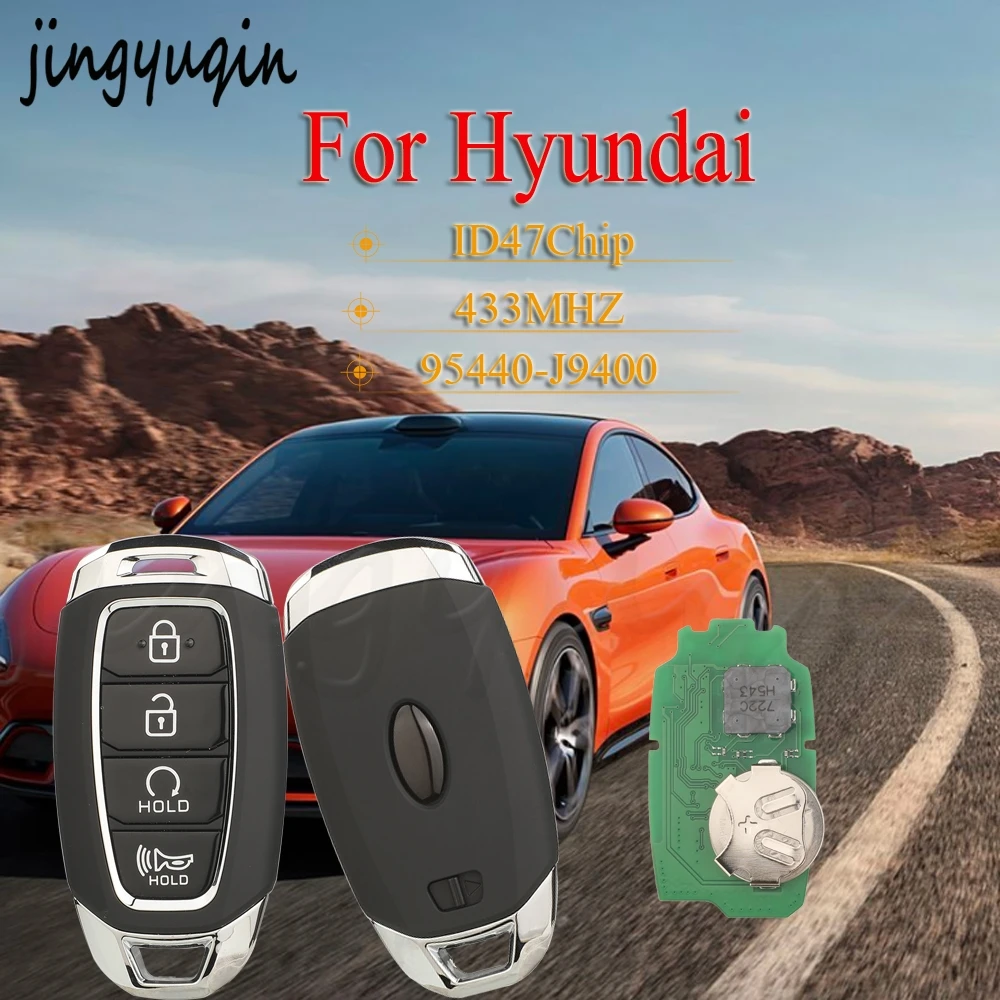 

jingyuqin 4 Buttons For Hyundai Kona 2021 Smart card Remote Car Key 433MHZ FCCID:95440-J9400 ID47Chip TQ8-FOB-4F43
