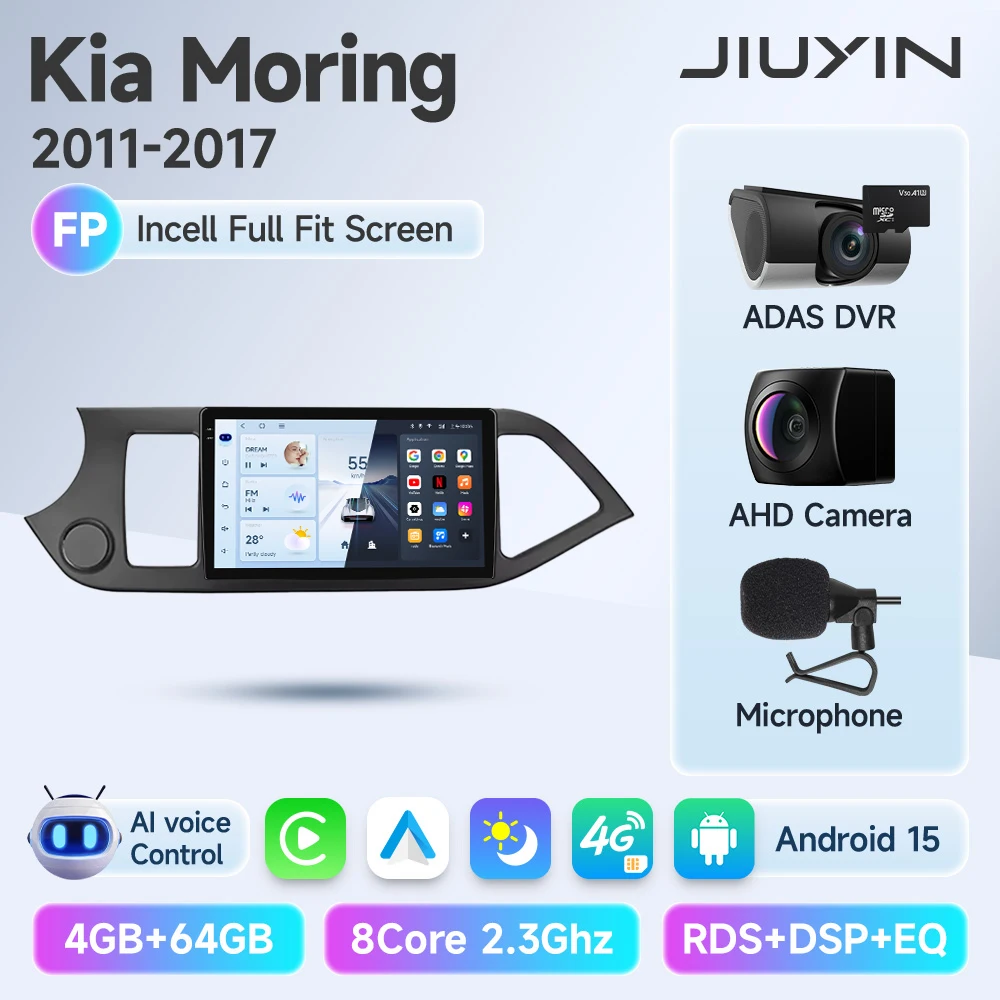 JIUYIN Android 15 Carplay Autoradio Multimidia Video Speler Voor KIA PICANTO Ochtend 2011-2016 Navigatie GPS IPS Head Unit