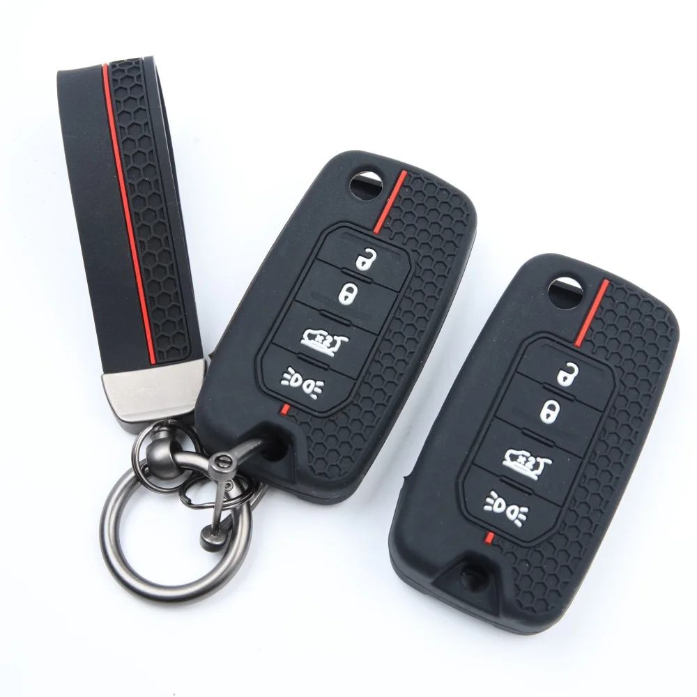 Silicone Car Remote Key Case Fob for Jeep Cherokee Compass S Renegade Grand Commander for Dodge Journey Challenger Jcuv Charger