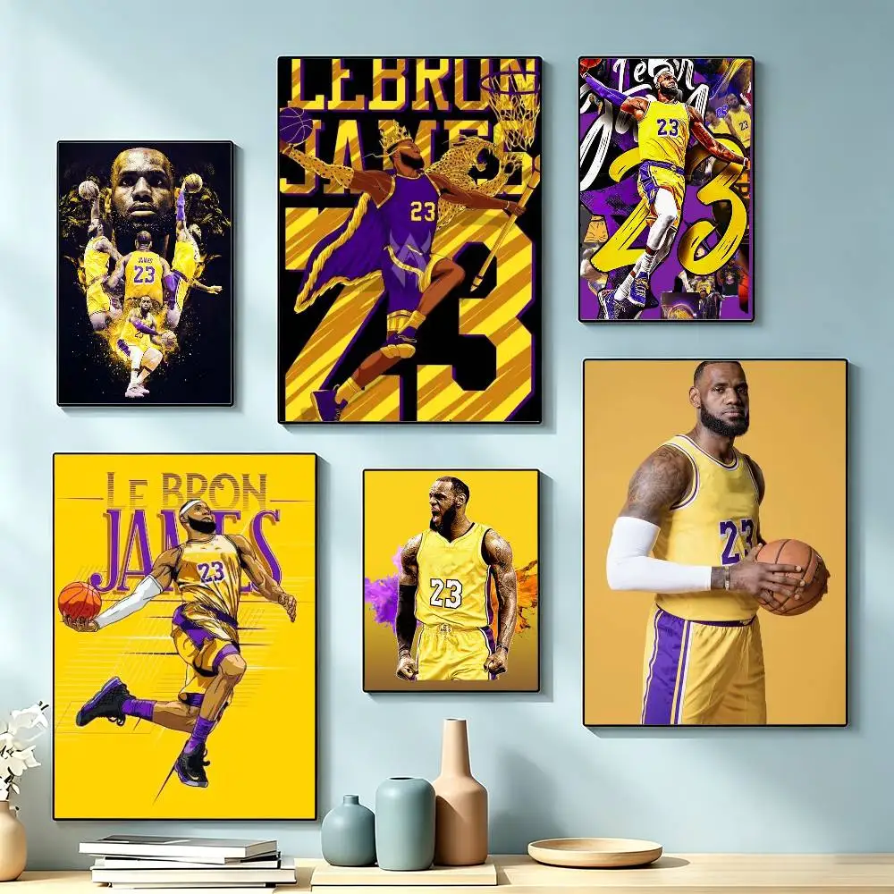 LeBron J-James Famous basketball Poster High Quality Dorm Living Room Aesthetic Wall Decoration Painting Stickers Gift
