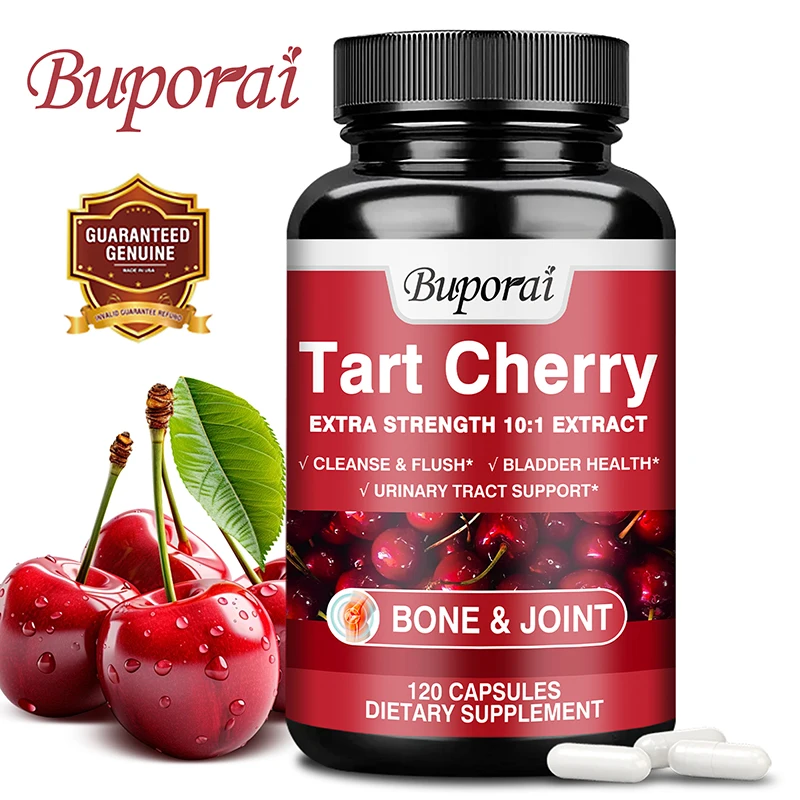 Tart Cherry Capsules - Uric Acid Cleansing, For Sleep, Antioxidant, Muscle Recovery, Promotes Urinary Tract Health, Joint Health
