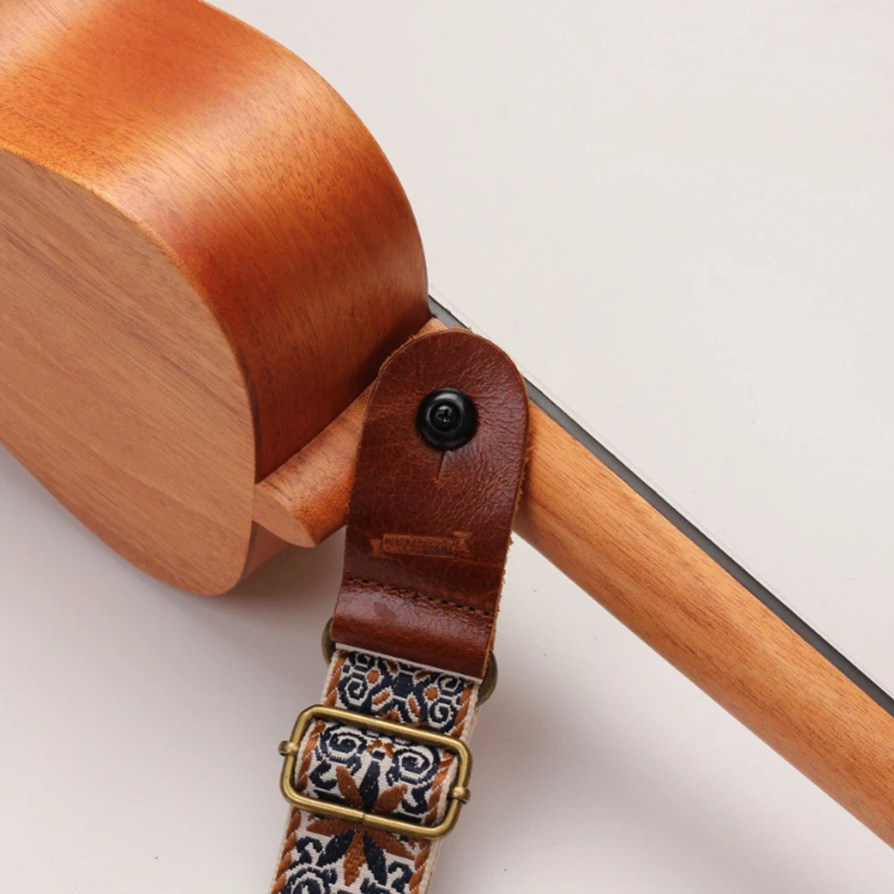 Retro Guitar Strap Embroidery Pattern Boho Pattern Instrument Strap Adjustable Ethnic Style for Classical Guitar Mandolin Banjo