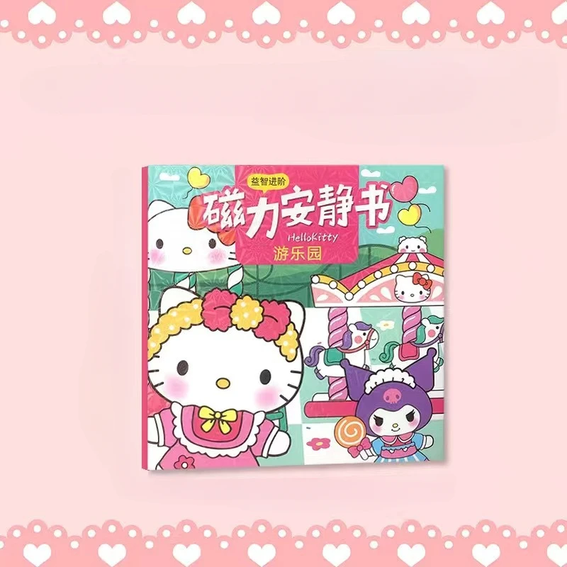 Sanrio Hello Kitty Magnet Quiet Book, Adesivos dos desenhos animados, Brinquedos educativos artesanais, Presentes DIY para crianças, Kulomi Canela Cão