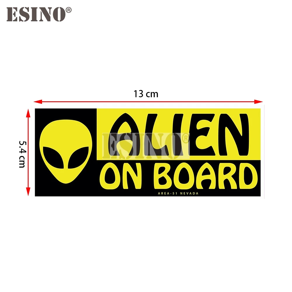 Car Styling Creative Funny Warning UFO Alien On Board Cartoon PVC Decal Waterproof Car Body Sticker Pattern Vinyl