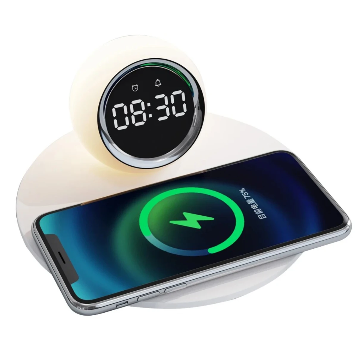 Wireless Charger Pad Stand Alarm Clock  Desk Lamp Night Light 15W Phone Fast Charging Station Dock