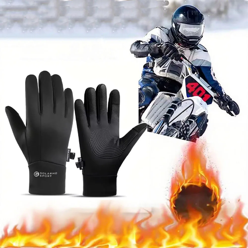 Winter Gloves For Men Waterproof Windproof Cold Gloves Snowboard Motorcycle Riding Driving Warm Touch Screen Zipper Gloves