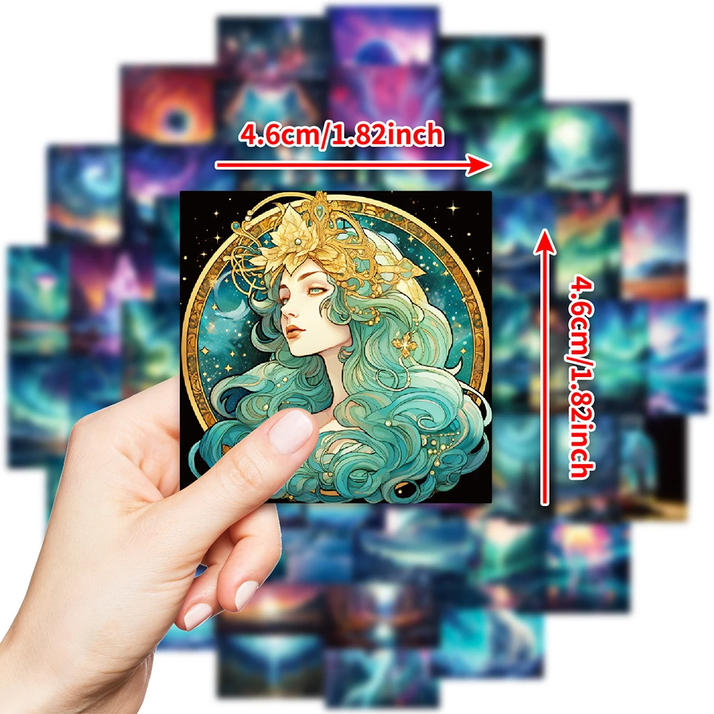 

10/30/50pcs INS Style Aurora Landscape Cartoon Stickers Decals Waterproof DIY Scrapbooking Phone Case Luggage Cute Kids Sticker