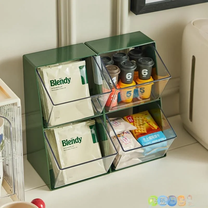 

Acrylic Tea Bag Storage Box Capsule Coffee Desk Organizer Desktop Rack Office Supplies Plastic Rectangle Shape 2 Layers