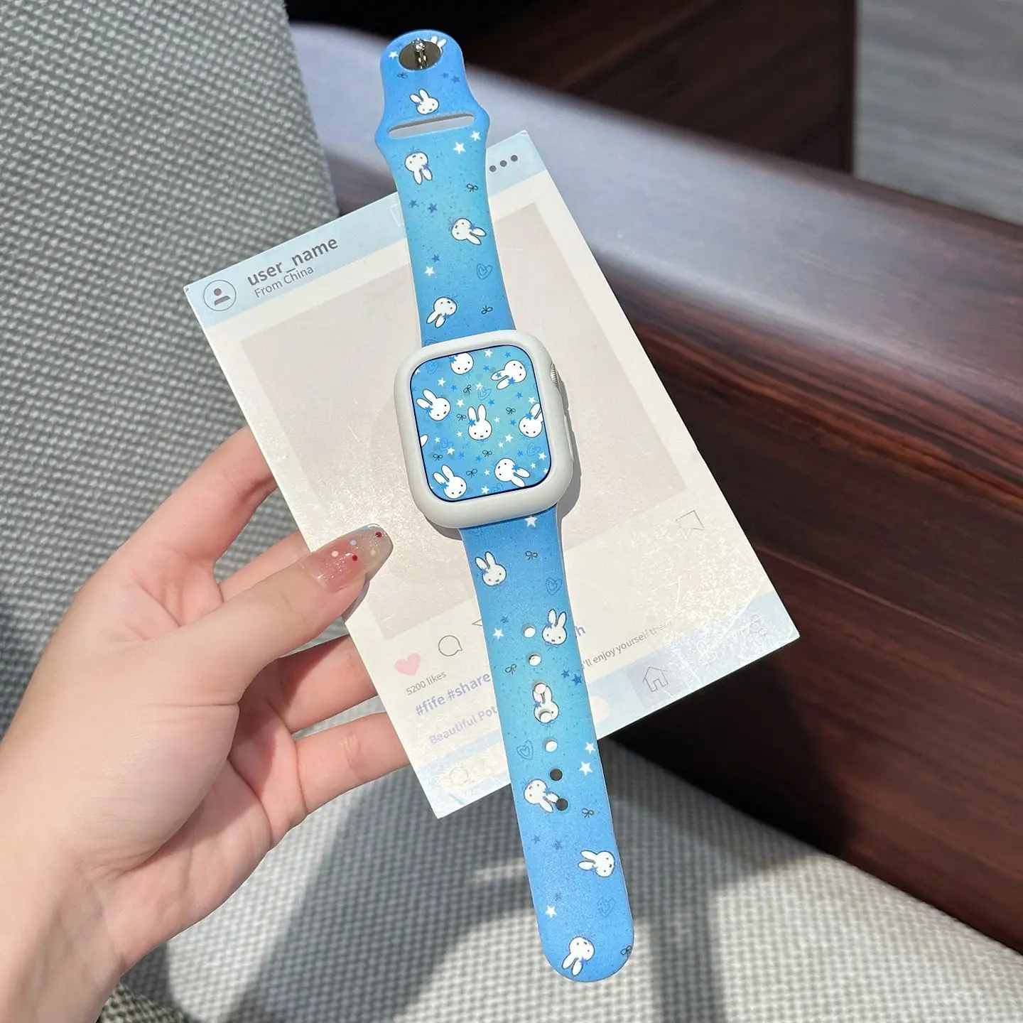 Starry Sky Miffy Apple Watch for S11 Watch Strap Silicone for IWatch10 Advanced IWatch98 Cute Female Send To Friends Cartoon New