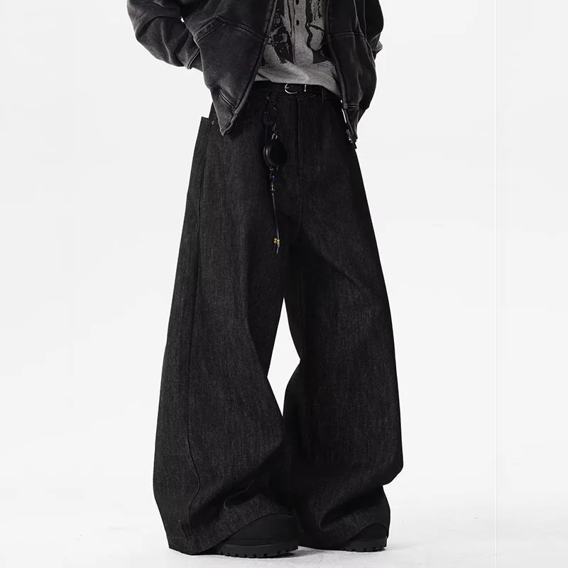 WTHT Fashion Men’s Letter Embroidery Contrast Color Denim Pants Trendy 2025 Autumn Wide Leg Straight Jeans Male 2A2249