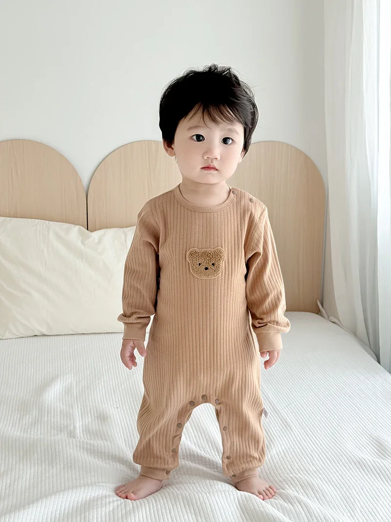 New Autumn Baby Clothes Cartoon Bear Romper 0-2Y Newborn Jumpsuit Skin-friendly Underwear Infant Cotton Sleepwear