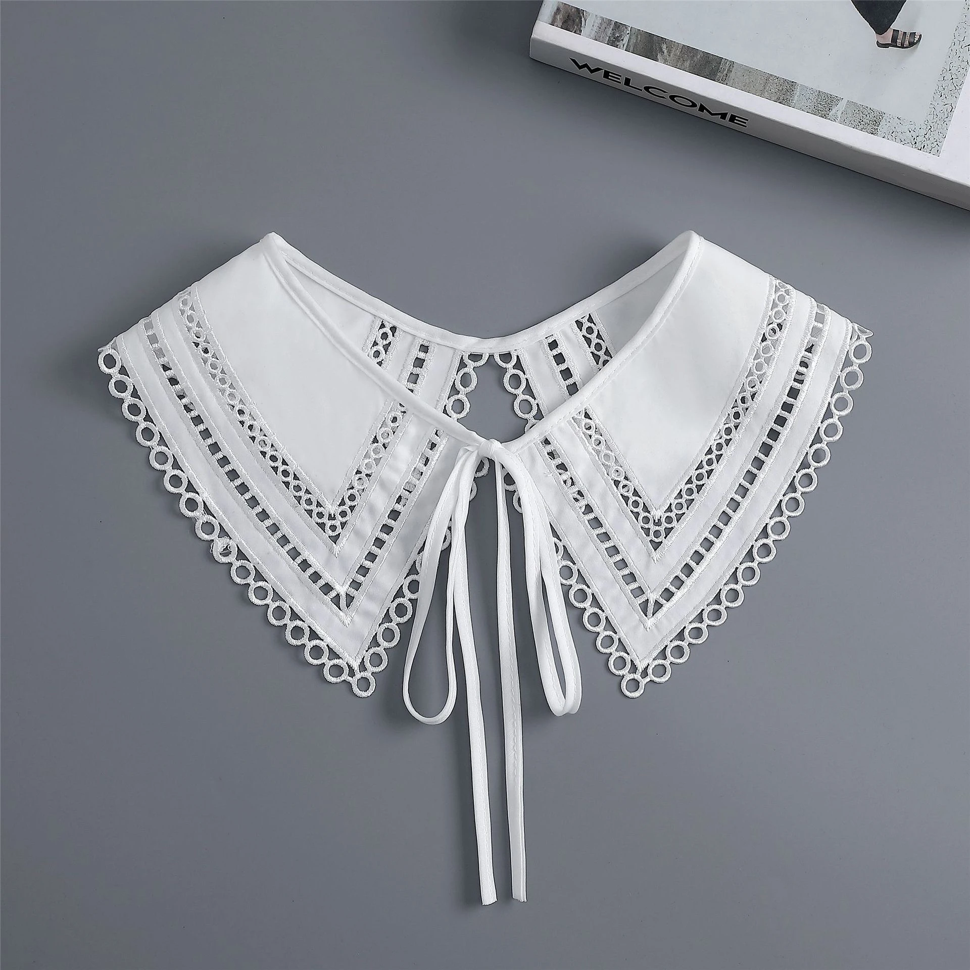 

Linbaiway Women Bowknots Fake Collar Shawl for Shirt Detachable Collar Lapel False Collar Student Dress Sweater Decorative