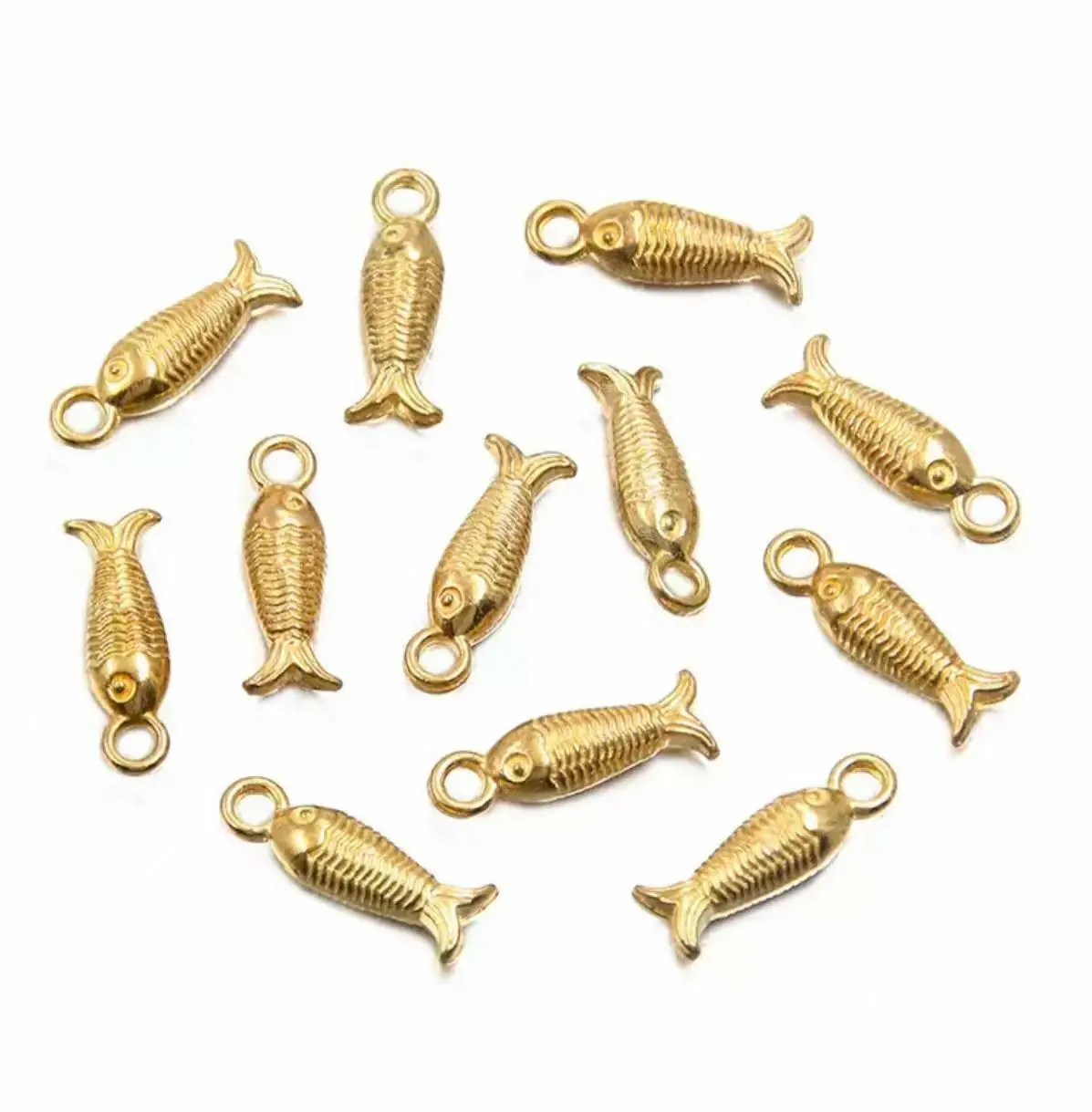 

35pcs 15*5mm Lovely fish design pendants antiqued KC gold color for handmade accessories Zinc alloy metal HWSY0107