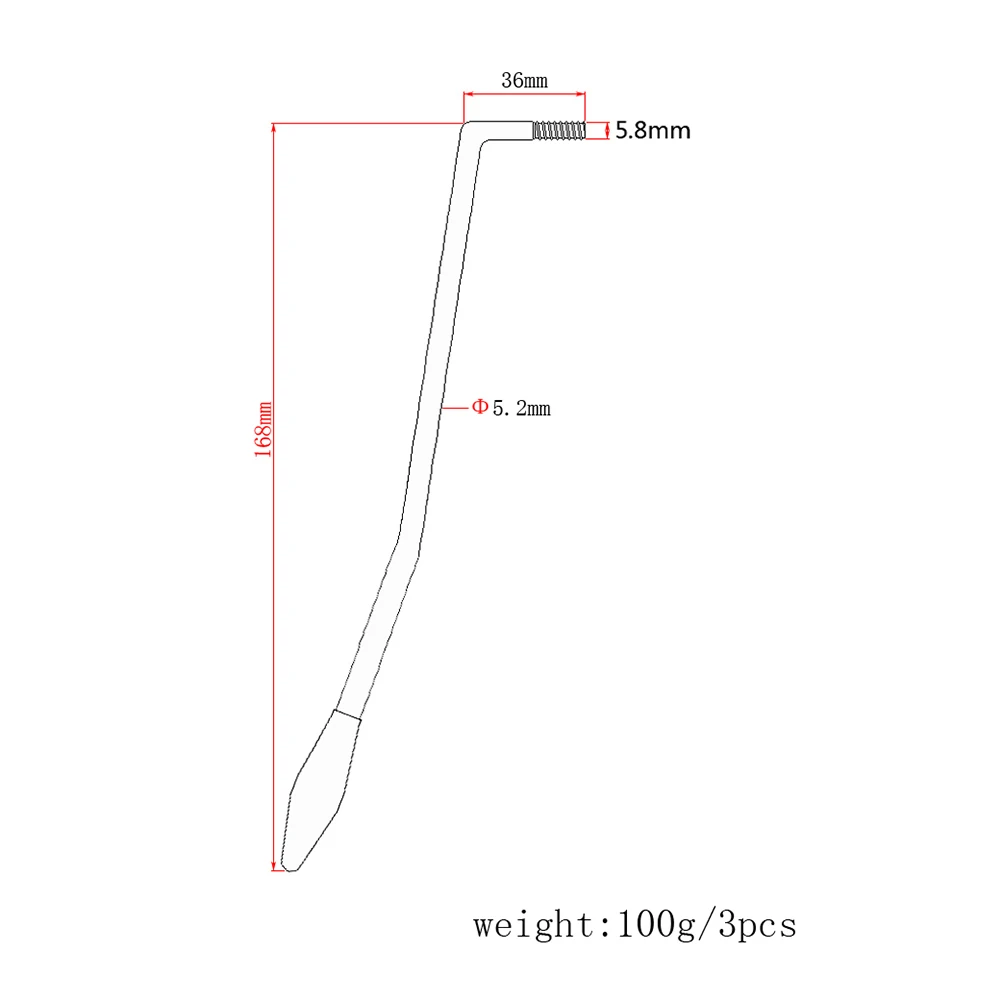 

3Pcs Electric Guitar Single Tremolo Arm 6mm Diameter Durable Metal Whammy Bar for Tremolo Bridge System Guitar Parts