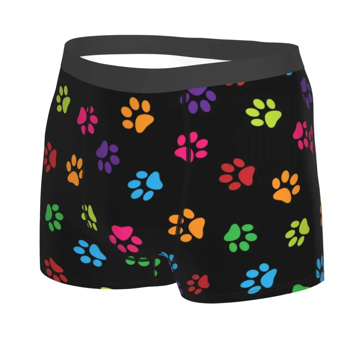 Custom Colorful Pet Dog Paws Pattern Boxer Shorts For Men 3D Print Underwear Panties Briefs Soft Underpants