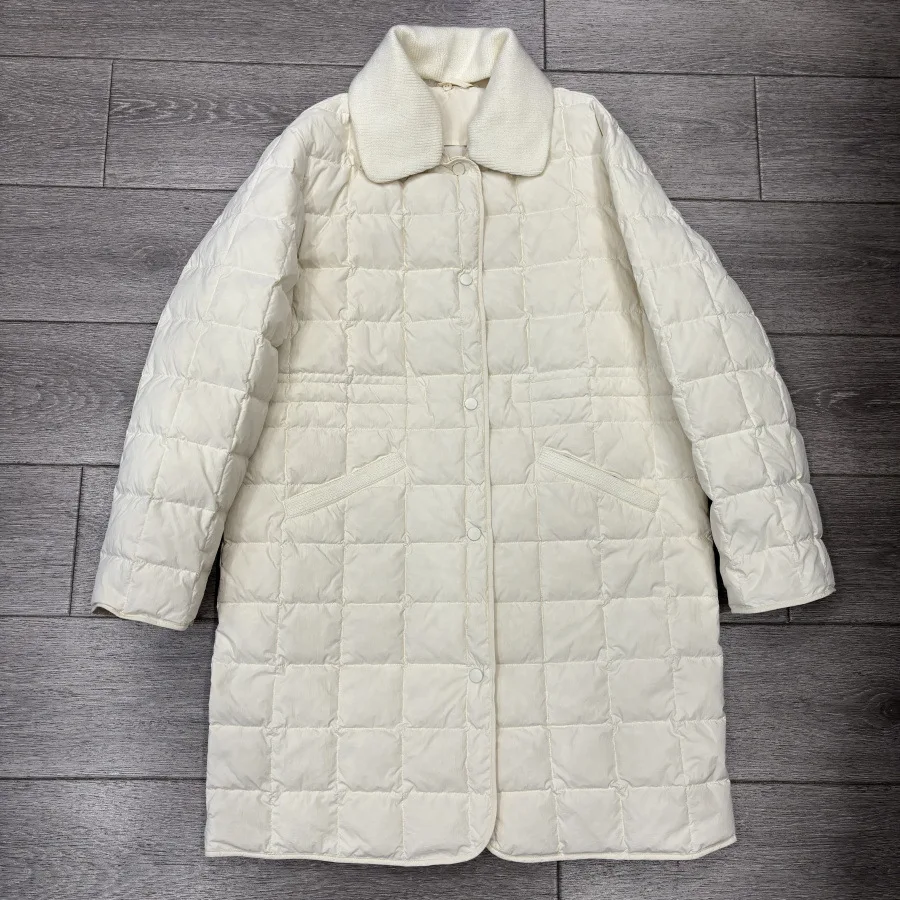 90 doudoune en duvet de canard blanc pour femme, Parka chaude à revers mi-long, légère, à la mode, nouvelle collection automne hiver