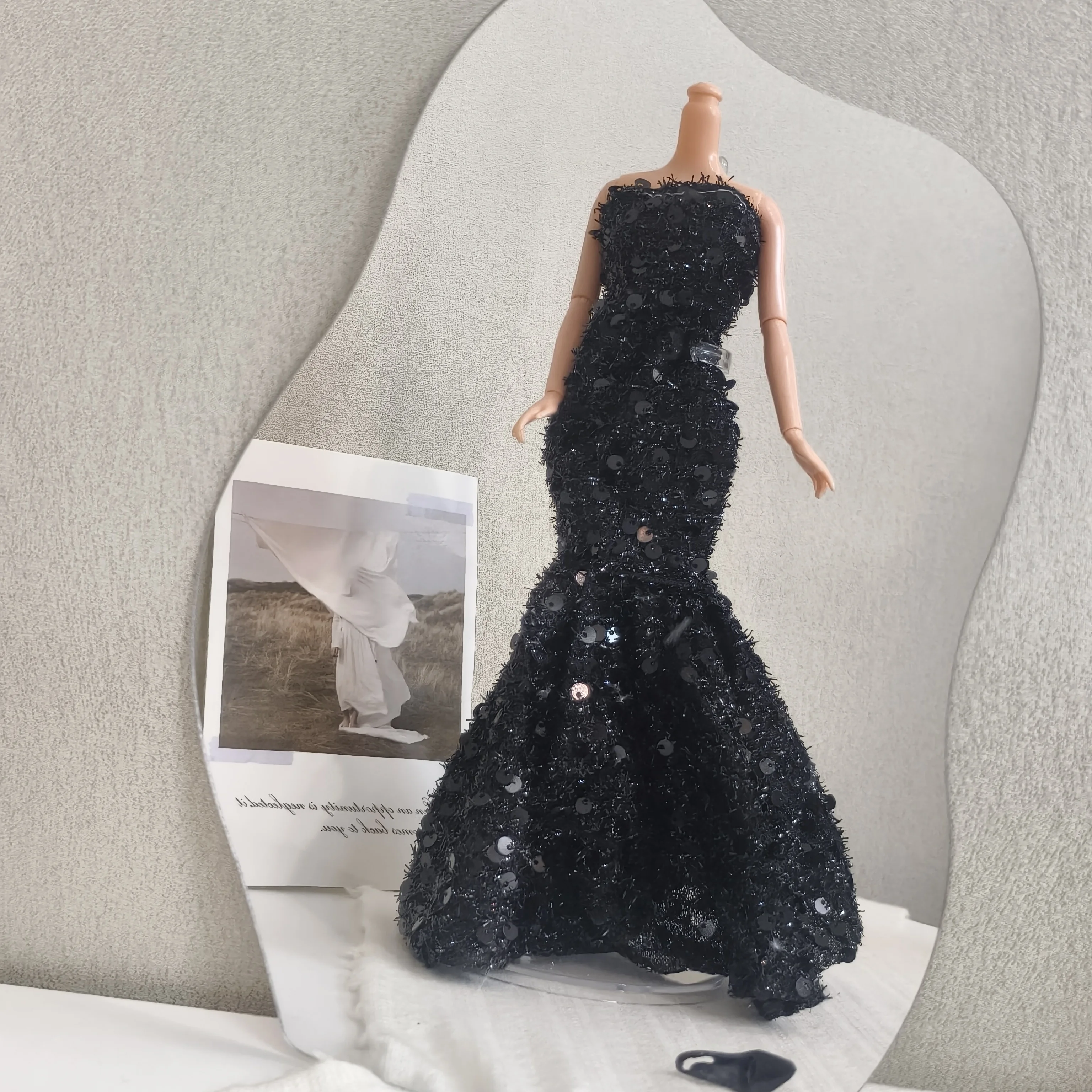 30cm Doll Clothes Accessories Fashion Fishtail Dress Shawl Elegant Sequins Dinner Dresses For 1/6 BJD Supermodel Doll Dress Up