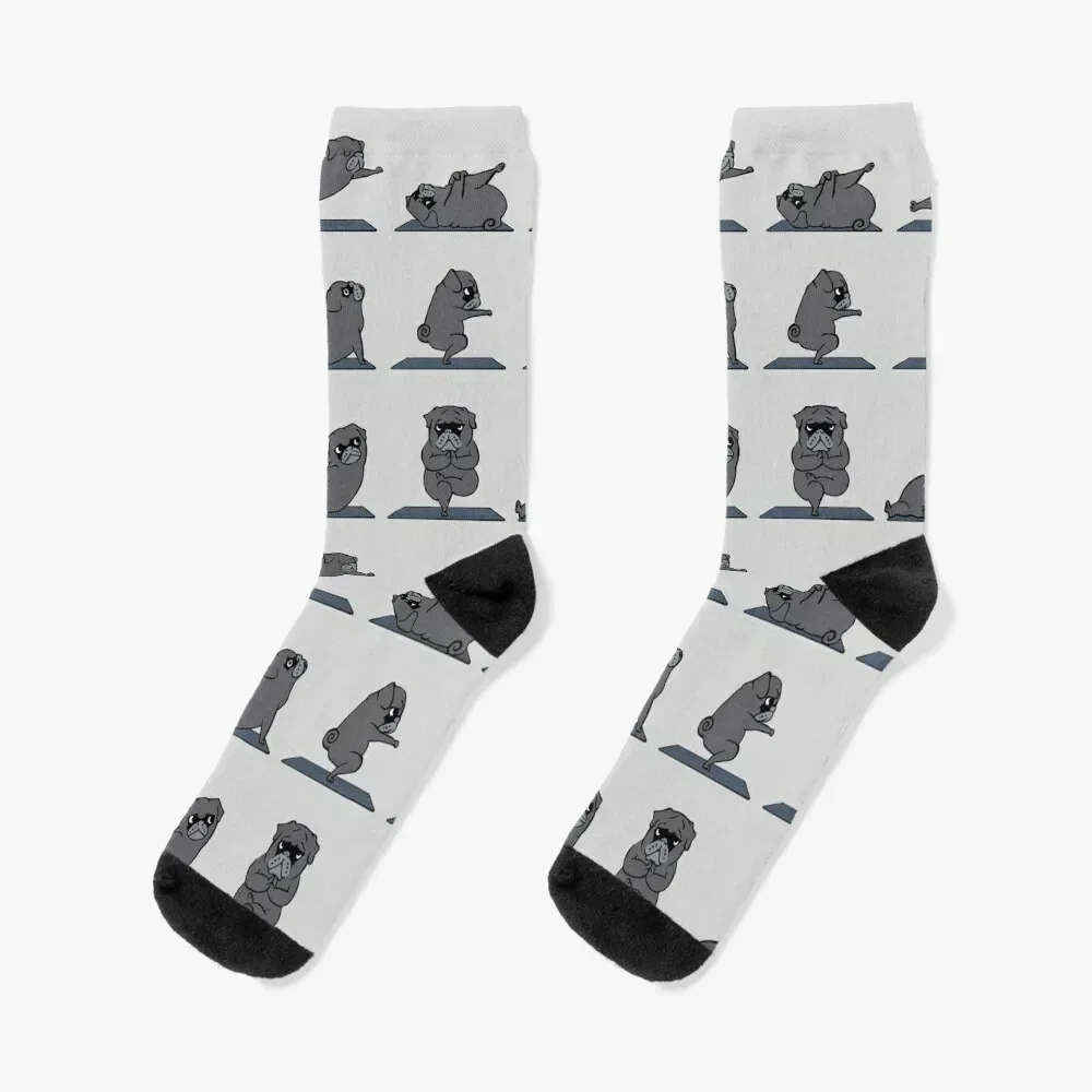 

Black Pug Yoga Socks Antiskid soccer Crossfit custom sports Stockings Socks Female Men's