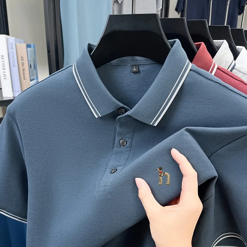 100% Baumwolle, luxuriöses Polohemd mit Hundedesign, bequemes T-Shirt für Business und Freizeit, Top für den Sommer 2026, Herren-Kurzarmhemd