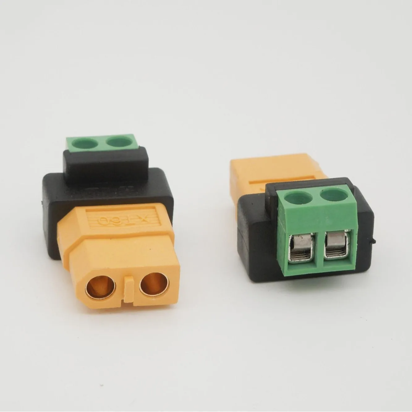 XT60 Male-Female to 2-Pin Green Solderless Terminal Adapter - for Drones, RC Models, Balance Chargers