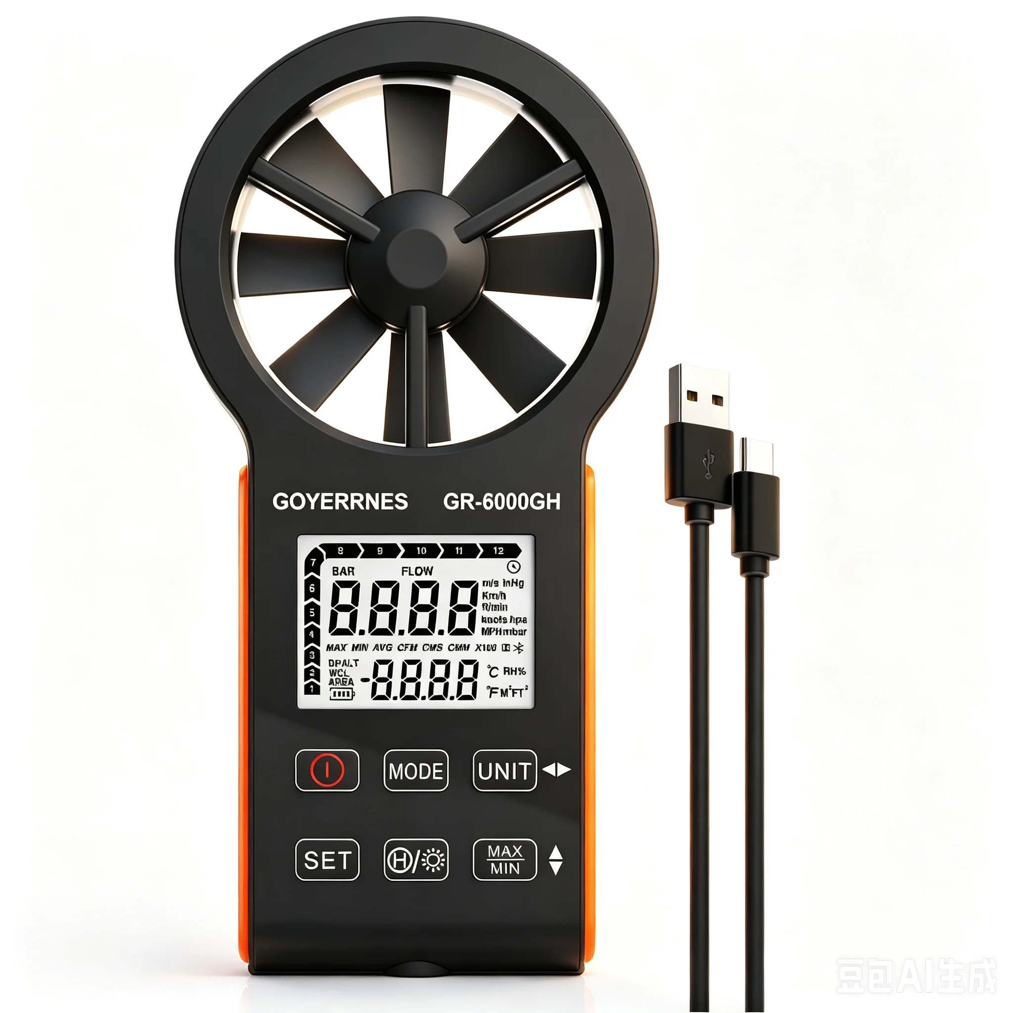 Anemometer Wind Speed - Waterproof&5 Units Switch Handheld Anemometer Wind