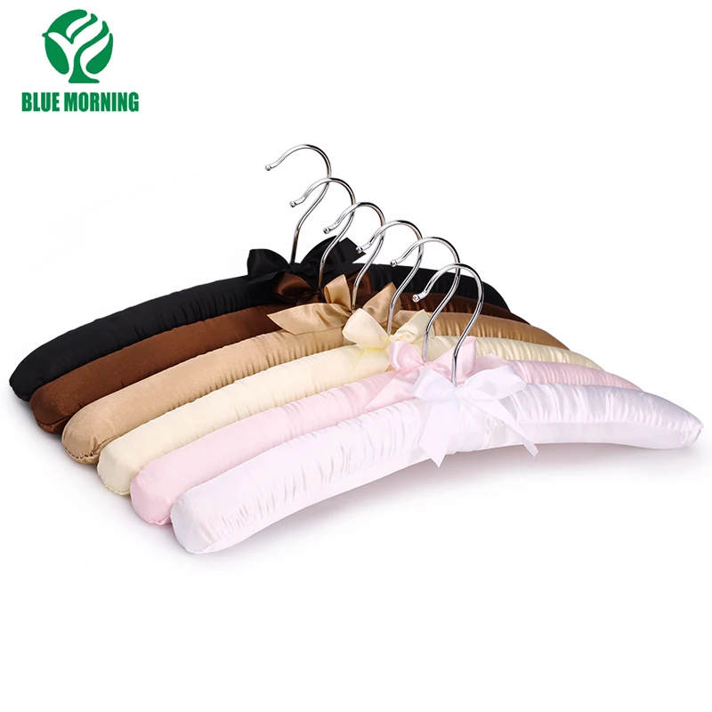 

Wedding Hanger Hotel Clothing Satin Padded Clothes Hanger Wedding Dress Display Hangers 6 Colors Fabric Wrapped Garment Rack