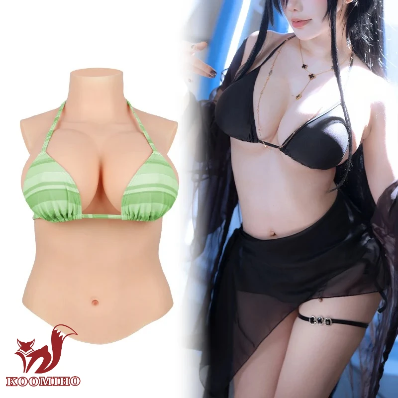 

KOOMIHO Silicone Bodysuit C/D/E/G CUP Silk Cotton Half Silicone Fake Boobs Crossdresser Silicone Fake Breast Shemale Cosplay