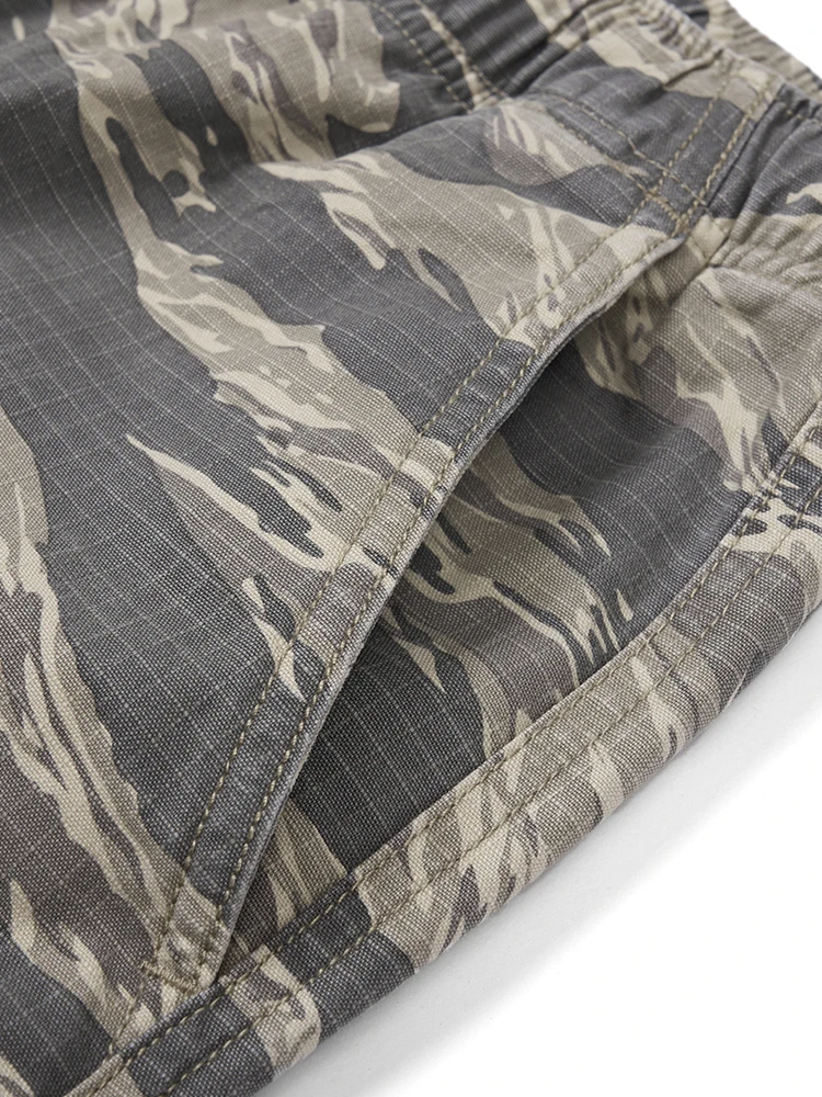 SIMWOOD 2024 Summer New Oversize 270gsm 100% Cotton Fabric Enzyme Washed Vintage Camouflage Cargo Shorts Men Outdoor Shorts