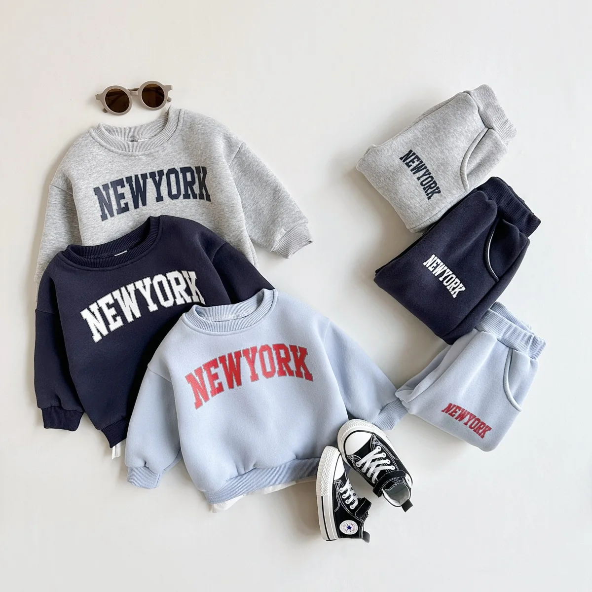 Baby Clothing Set Boys Girls Hoodie 2PCS Set Print Letter Patterns Sports Suit Sweatshirt Winter Outfit Thickened Clothing