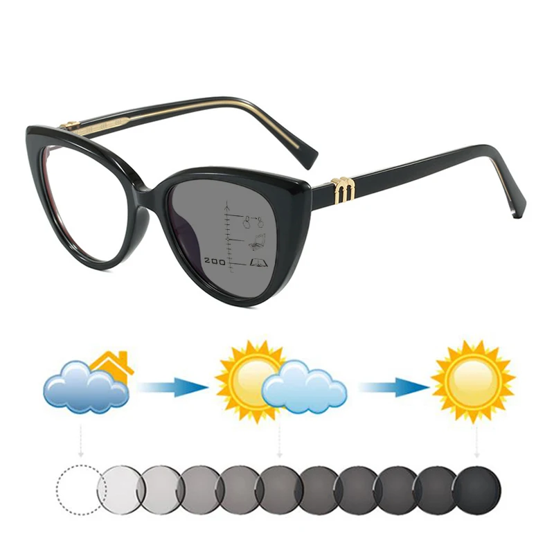 

Новые женские и мужские фотохромные прогрессивные мультифокальные солнцезащитные очки TR Cat Eye для чтения, с линзами для коррекции близорукости, дальнозоркости и гиперметропии