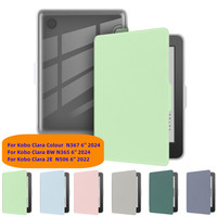 PU Leather Acrylic Back Cover for Kobo Clara BW / Clara Colour 2024 / Clara 2E N365 N367 N506 6 Inch Ebook Soft Frame Clear Case