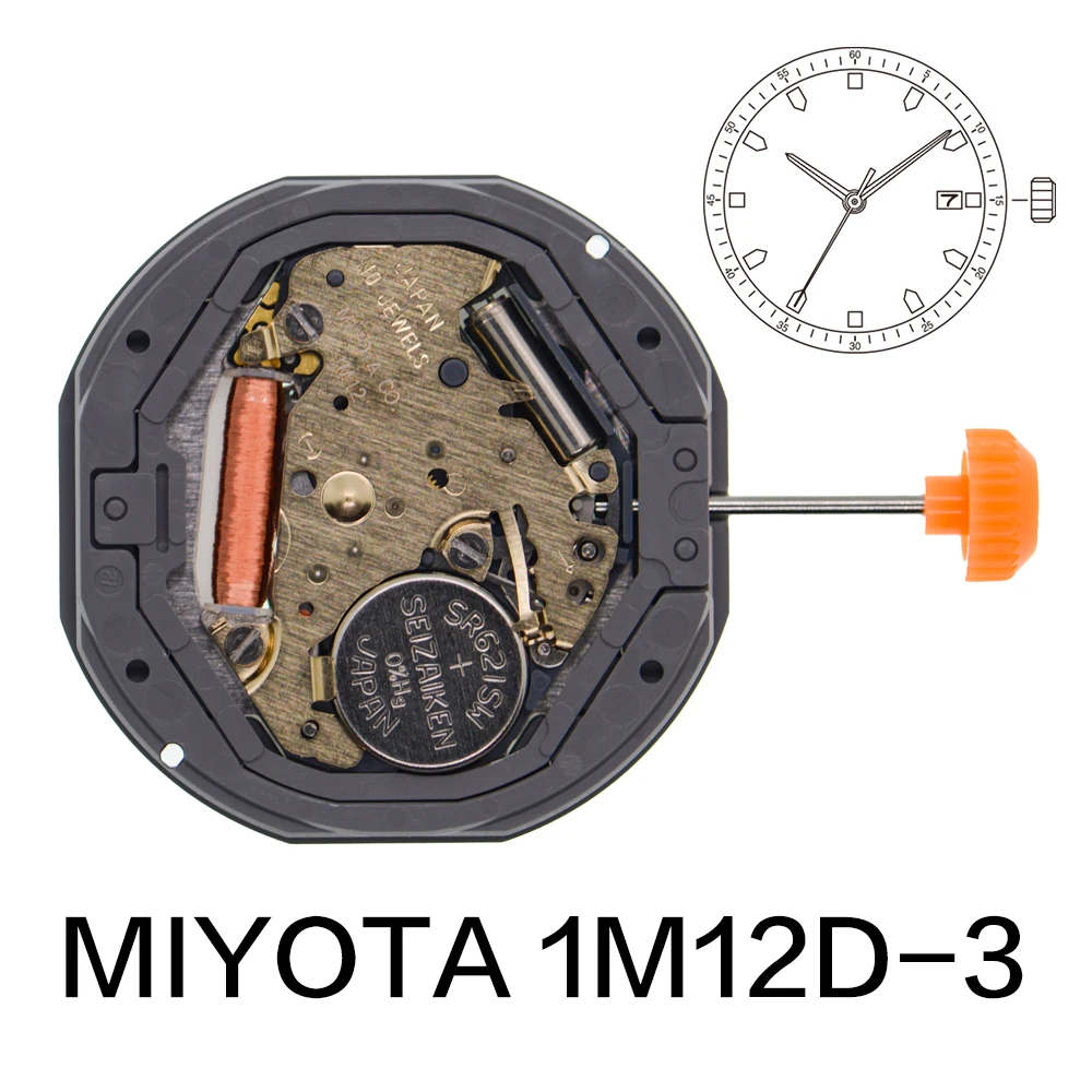 MIYOTA 1M12 Watch Quartz Movement 1M12D-3 Movement Japan three Hands Date at 3 Repair Part