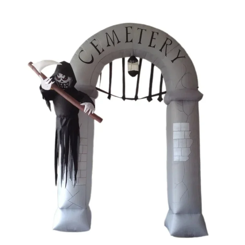 Halloween Decoration Inflatable Scary Ghost Pumpkin Scythe Ghost Clown Halloween Arch Air Model with Lights for Yard Party