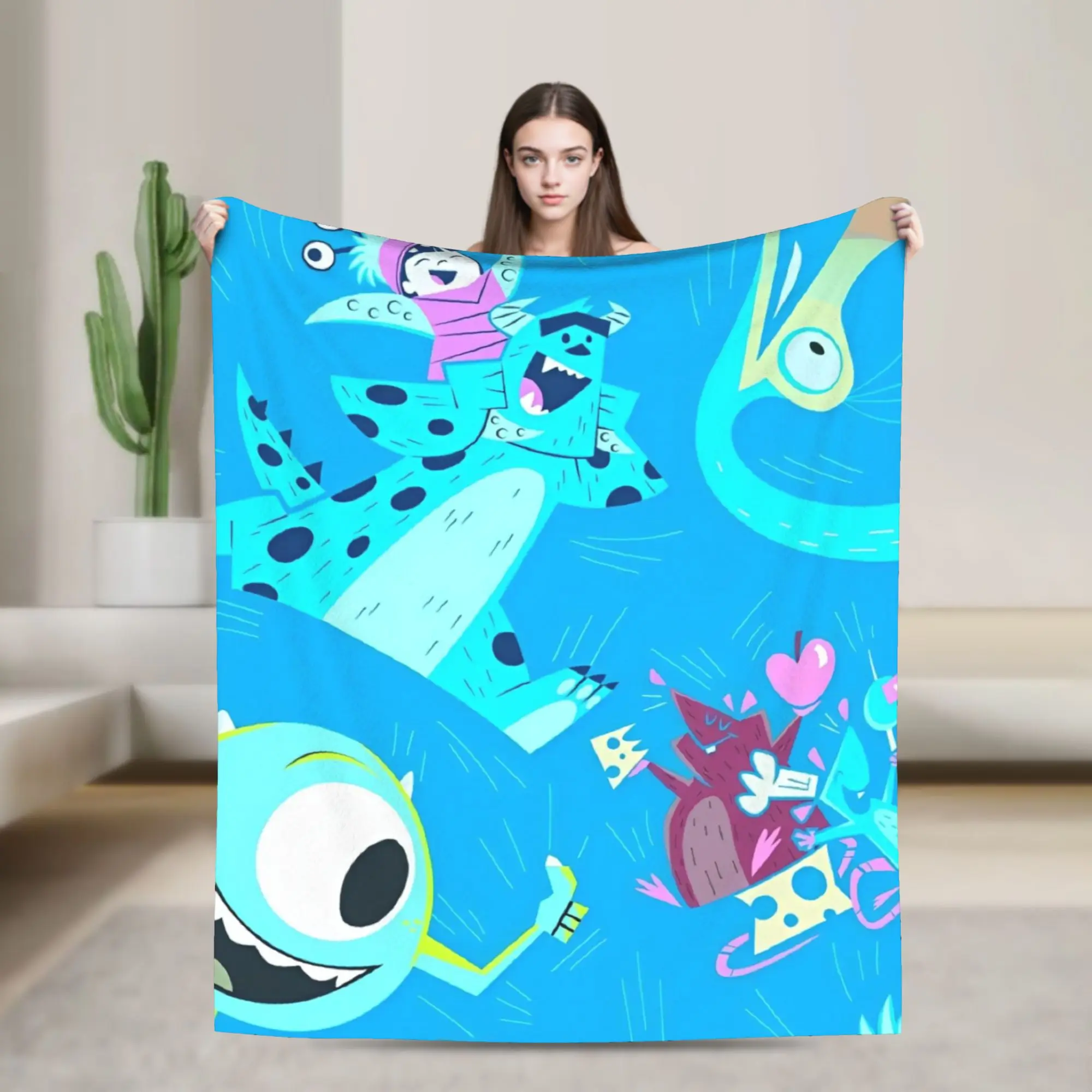 

Monsters, Inc. Flannel Throw Blankets Cute Cartoon comedy Blankets for Sofa Bedroom Lightweight Bedspread,