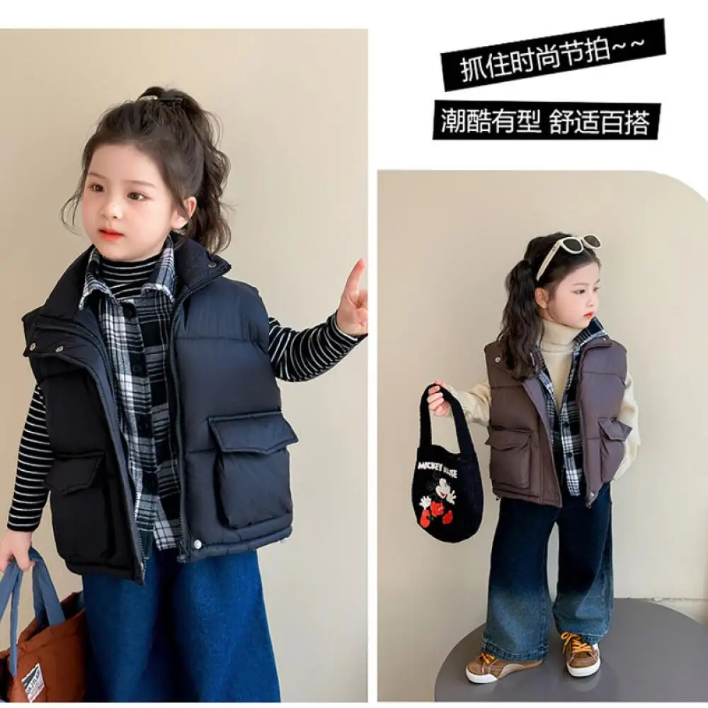 

Kawaii Girl Fashion Keep Warm False Two-Piece Vest Coat Student Autumn and Winter Cartoon Casual Thicken Tops Children Clothing