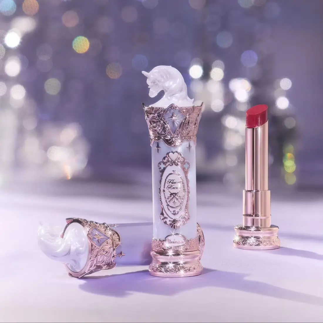 Flower Knows Knight Unicorn Series Glazed Lipstick Mirror Lip Gloss Non-stick cup