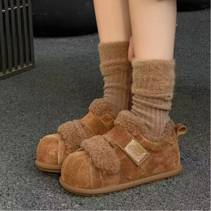 

Fashion Casual Comfortable Women's Boots Winter New Anti-Slip suede cowhide Lightweight Faionable Snow Boots